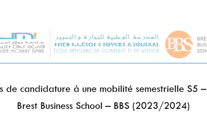 Avis de candidature à une mobilité semestrielle S5 – S7 Brest Business School – BBS (2023/2024)